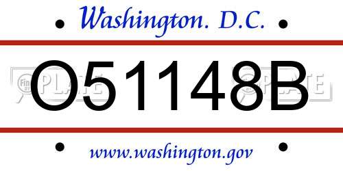 O51148B District Of Columbia License Plate