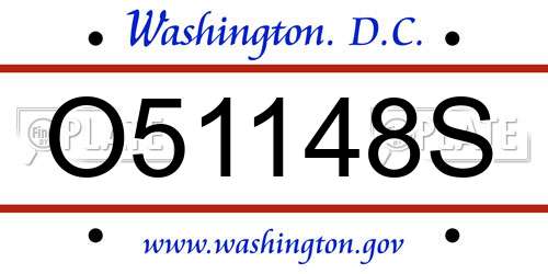 O51148S District Of Columbia License Plate