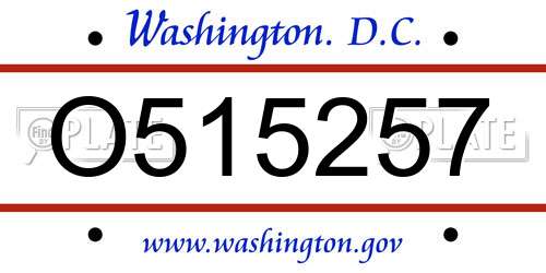 O515257 District Of Columbia License Plate