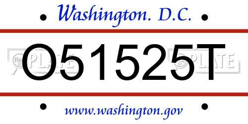 O51525T District Of Columbia License Plate