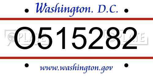 O515282 District Of Columbia License Plate