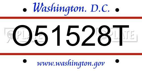 O51528T District Of Columbia License Plate