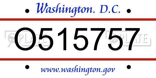 O515757 District Of Columbia License Plate
