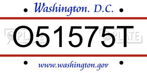 O51575T District Of Columbia License Plate