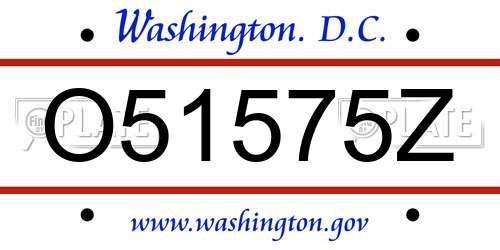 O51575Z District Of Columbia License Plate