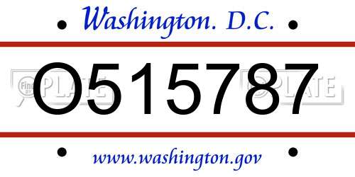 O515787 District Of Columbia License Plate