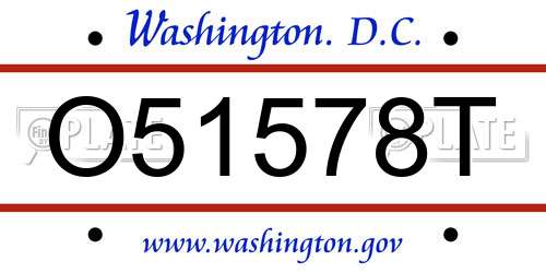 O51578T District Of Columbia License Plate