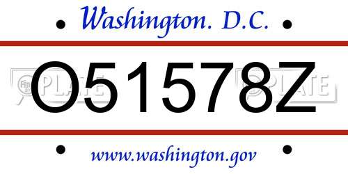 O51578Z District Of Columbia License Plate