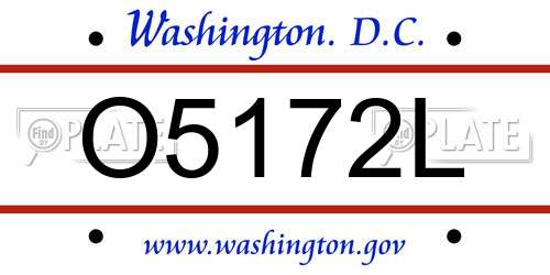 O5172L District Of Columbia License Plate