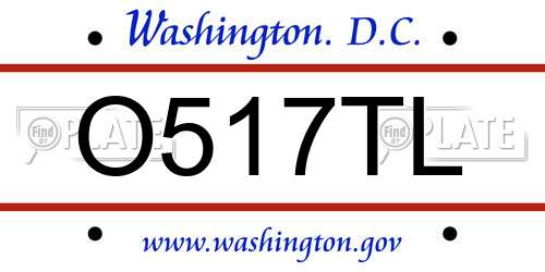 O517TL District Of Columbia License Plate