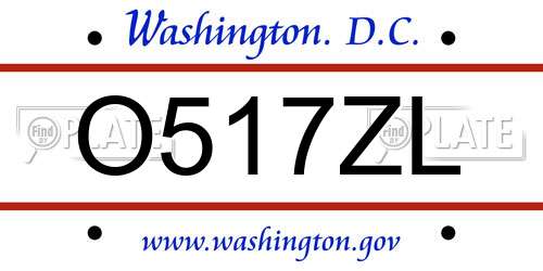 O517ZL District Of Columbia License Plate