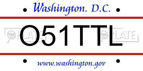 O51TTL District Of Columbia License Plate