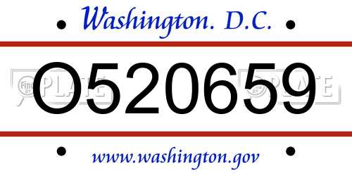 O520659 District Of Columbia License Plate