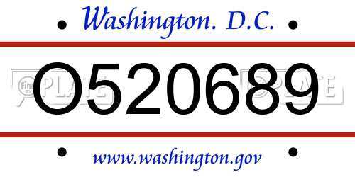 O520689 District Of Columbia License Plate