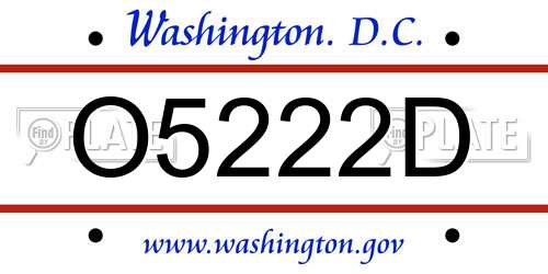 O5222D District Of Columbia License Plate