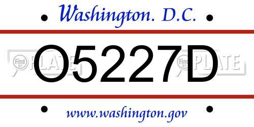 O5227D District Of Columbia License Plate