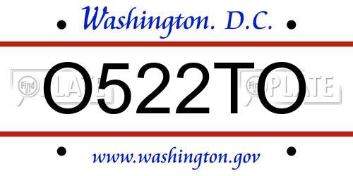 O522TO District Of Columbia License Plate