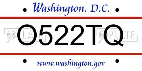 O522TQ District Of Columbia License Plate