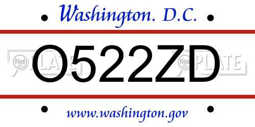 O522ZD District Of Columbia License Plate