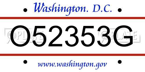 O52353G District Of Columbia License Plate