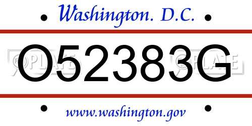O52383G District Of Columbia License Plate