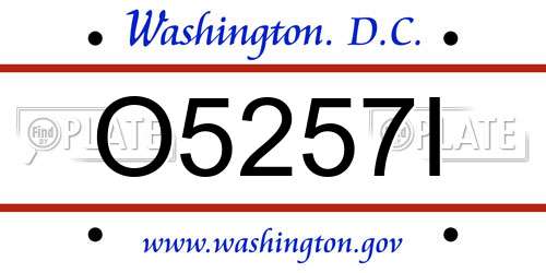 O5257I District Of Columbia License Plate