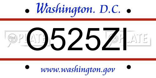 O525ZI District Of Columbia License Plate