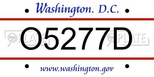O5277D District Of Columbia License Plate