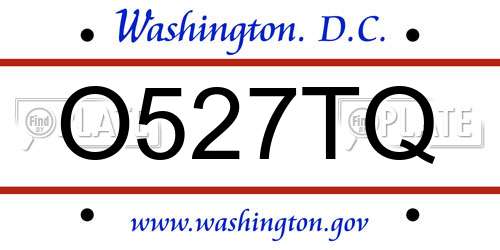 O527TQ District Of Columbia License Plate