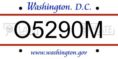O5290M District Of Columbia License Plate