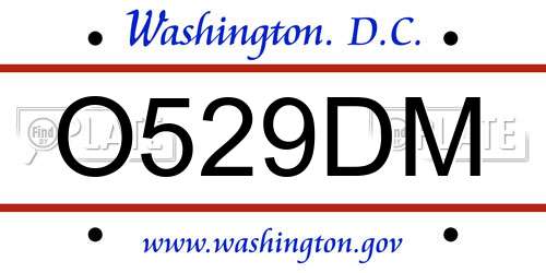 O529DM District Of Columbia License Plate