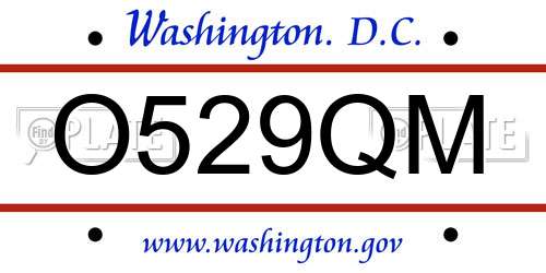 O529QM District Of Columbia License Plate