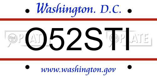 O52STI District Of Columbia License Plate
