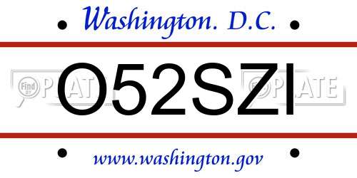 O52SZI District Of Columbia License Plate