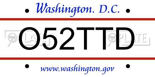 O52TTD District Of Columbia License Plate