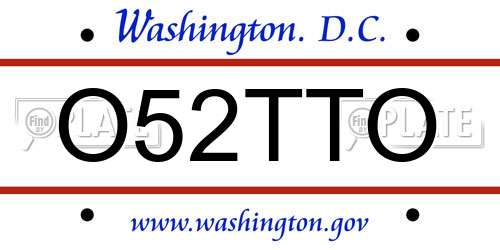 O52TTO District Of Columbia License Plate