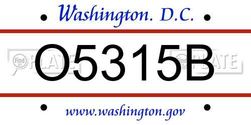 O5315B District Of Columbia License Plate