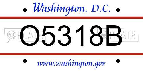 O5318B District Of Columbia License Plate