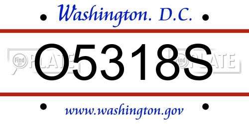 O5318S District Of Columbia License Plate