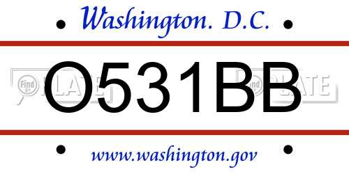 O531BB District Of Columbia License Plate
