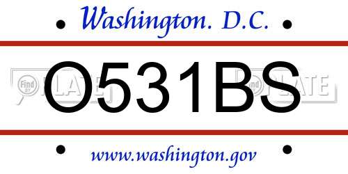 O531BS District Of Columbia License Plate