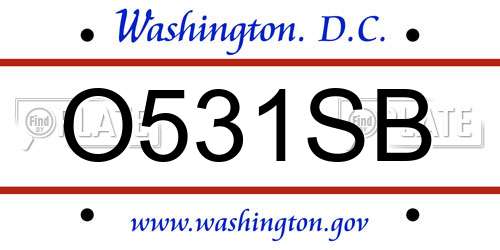 O531SB District Of Columbia License Plate