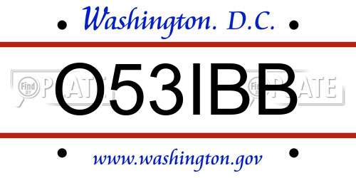 O53IBB District Of Columbia License Plate