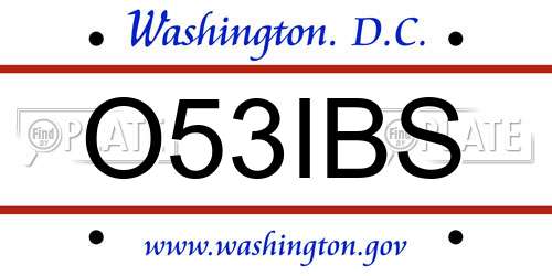 O53IBS District Of Columbia License Plate