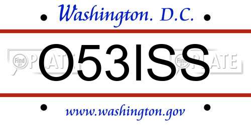 O53ISS District Of Columbia License Plate