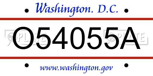 O54055A District Of Columbia License Plate