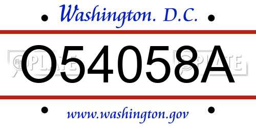 O54058A District Of Columbia License Plate