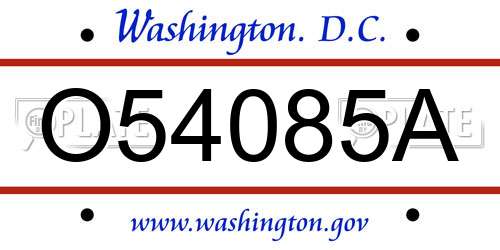 O54085A District Of Columbia License Plate