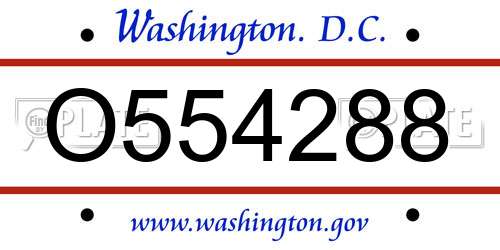 O554288 District Of Columbia License Plate