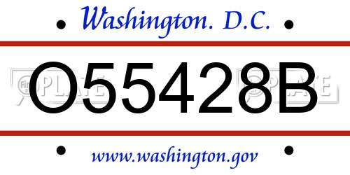 O55428B District Of Columbia License Plate